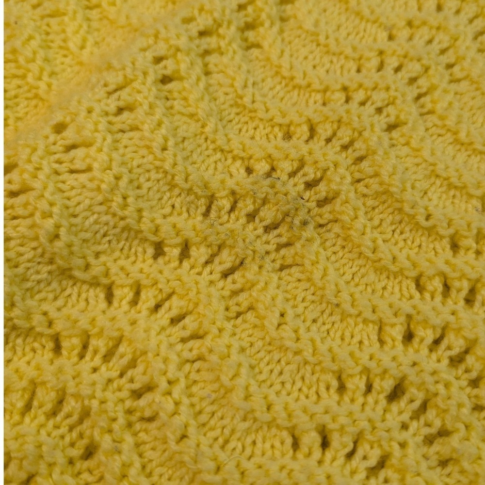 Vintage Yellow Knit Polo Shirt Short Sleeve Crochet Lace Womens READ - Picture 8 of 10